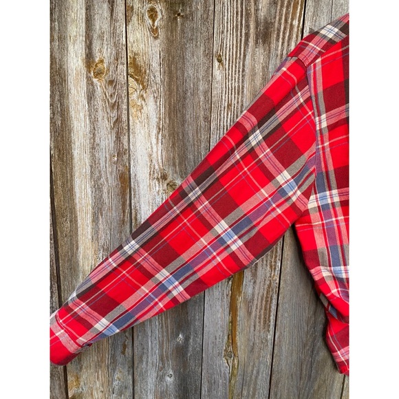 VINTAGE cherry red button down plaid - Picture 5 of 5